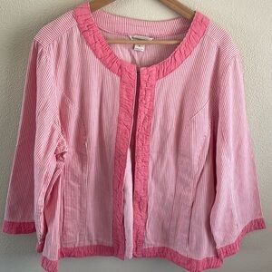 Christopher & Banks women’s pink striped cotton jacket | size XL